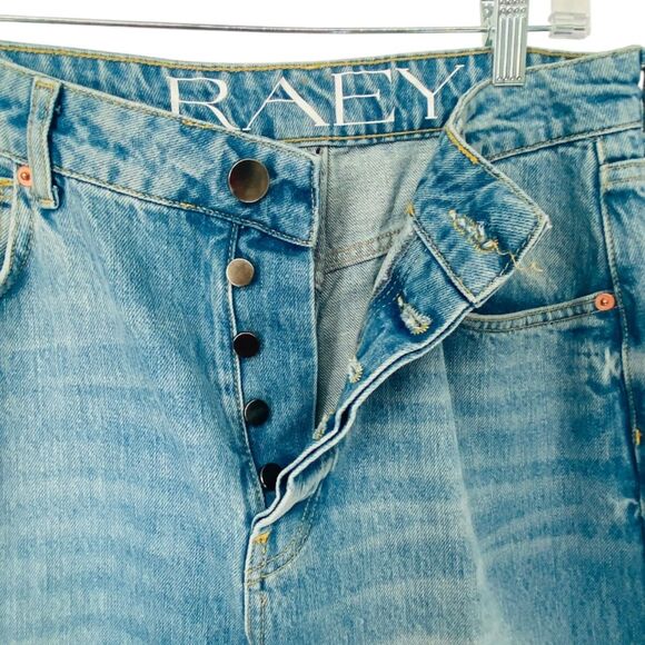 RAEY Button Fly High Rise Push Straight Leg Blue Jeans Organic Cotton 32 - Picture 9 of 12